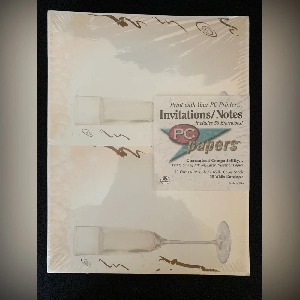 50 Champagne invitations and envelopes